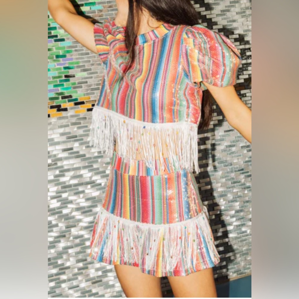 Queen of Sparkles Blanket Fringe skirt AND top